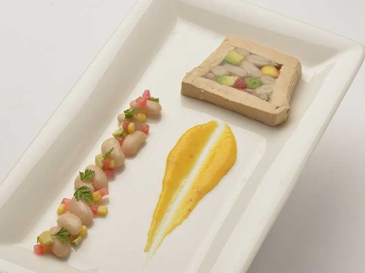 Recette Cubisme de foie gras Haricot Tarbais